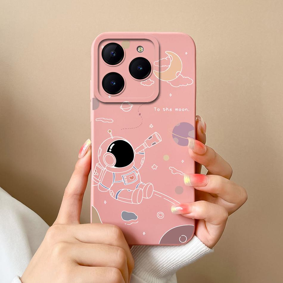 Süßigkeiten-Hülle Für Realme C61 C63 Lustige Astronauten-Flüssigsilikon-Handyhüllen Für Oppo Realme C 63 C 61 Kameraschutz-Rückseite
