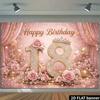 2D Pink Gold 18th Birthday Backdrop for Debut/Coming-of-Age Party Photoshoot