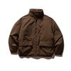 Unisex Oversized Winter Cotton Coat With Stand Collar Coffee Black Solid Color Warm Thick Workwear Style