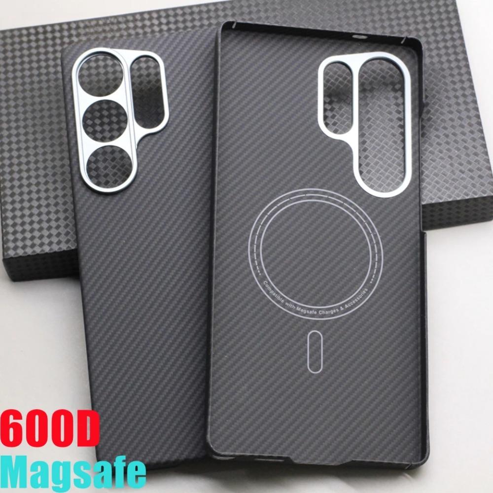 Magnetische Handyhülle aus Kohlefaser für Samsung Galaxy S25 Ultra 600D Aramidfaser Magnetisch Stoßfest Schutzhülle S25 Ultra Magsafe Hülle