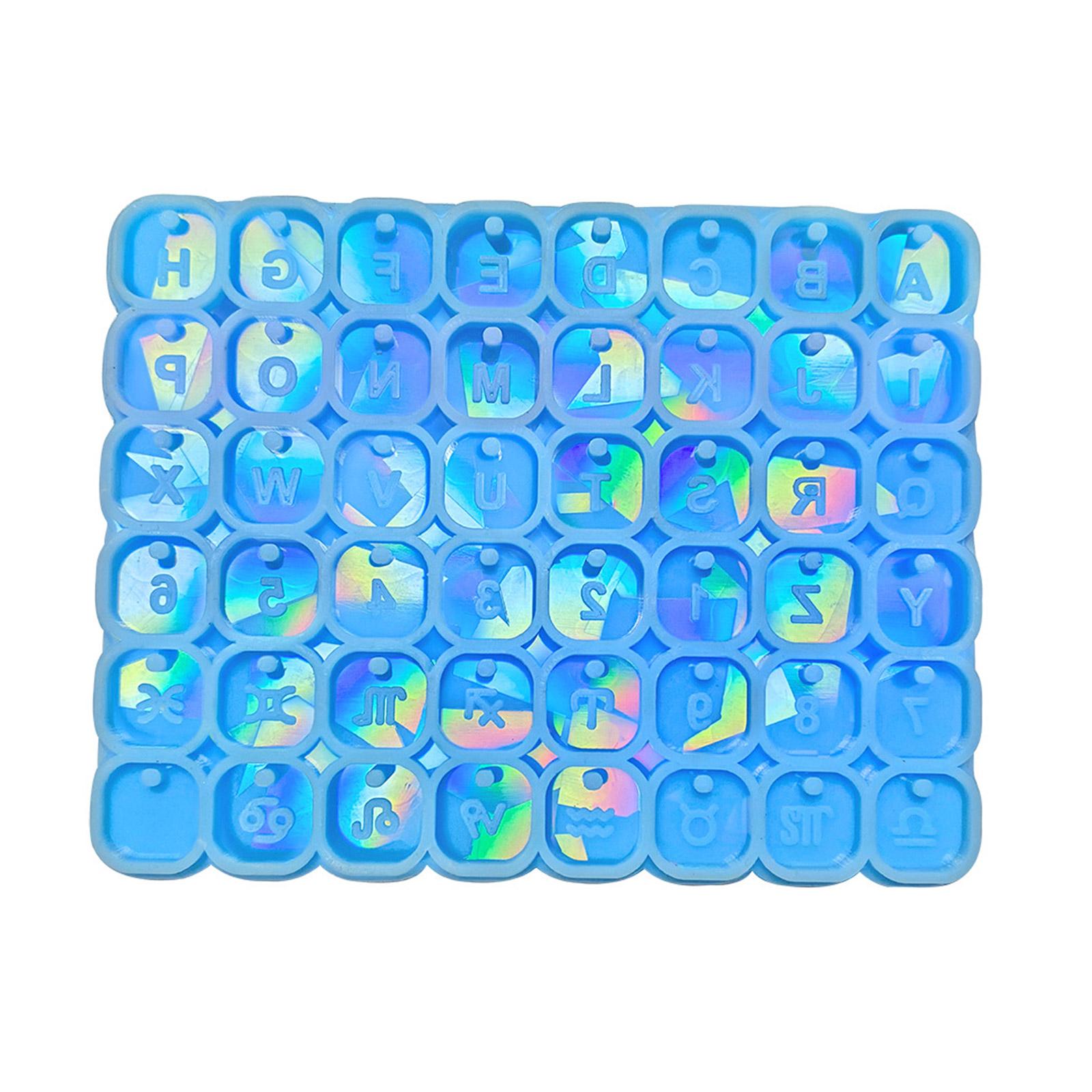 

Letter Numeral Holographic Light Shadow Ornaments Silicone Epoxy Bracelet Molds DIY Pendant Jewelry for Valentines Gift 1 синий