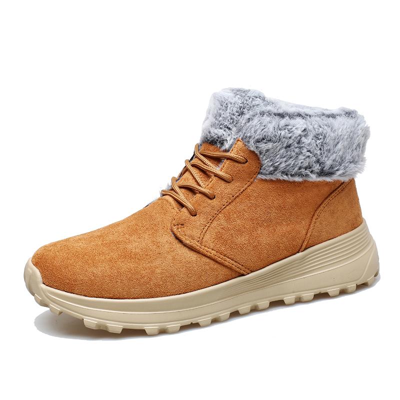 

Fashion Winter Warm Men Boots New Casual Comfortable Durable Men Hiking Shoes Outdoor Big Size Leather Non-Slip Male High Top Snow Boots 46 коричневый