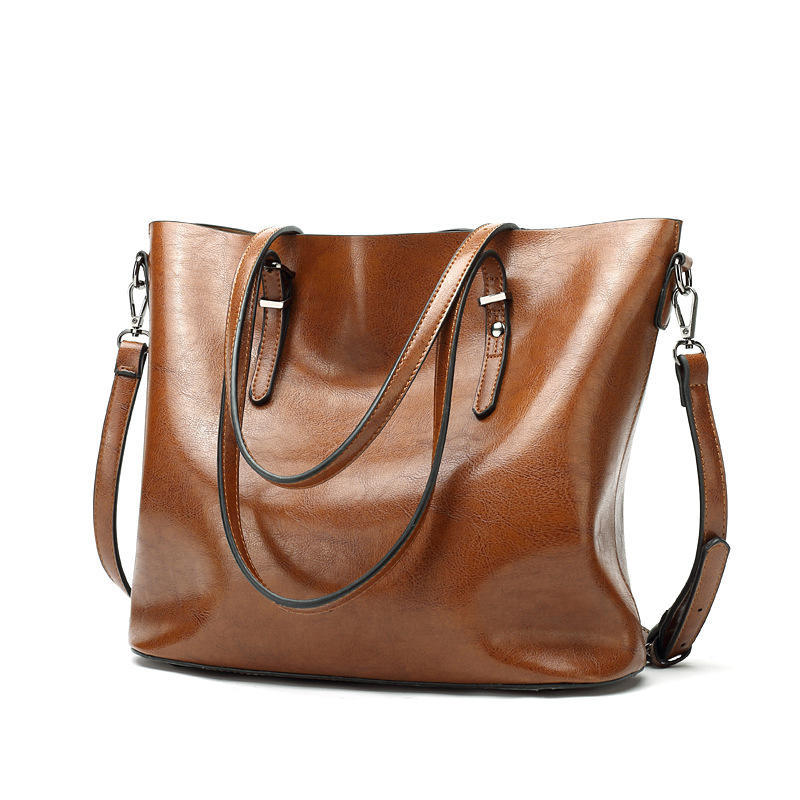 New Retro Oil Wax Leather Tote Bag with Minimalist Paint Finish, Simple Handbag Style, Minimalist Single Shoulder Crossbody Bag