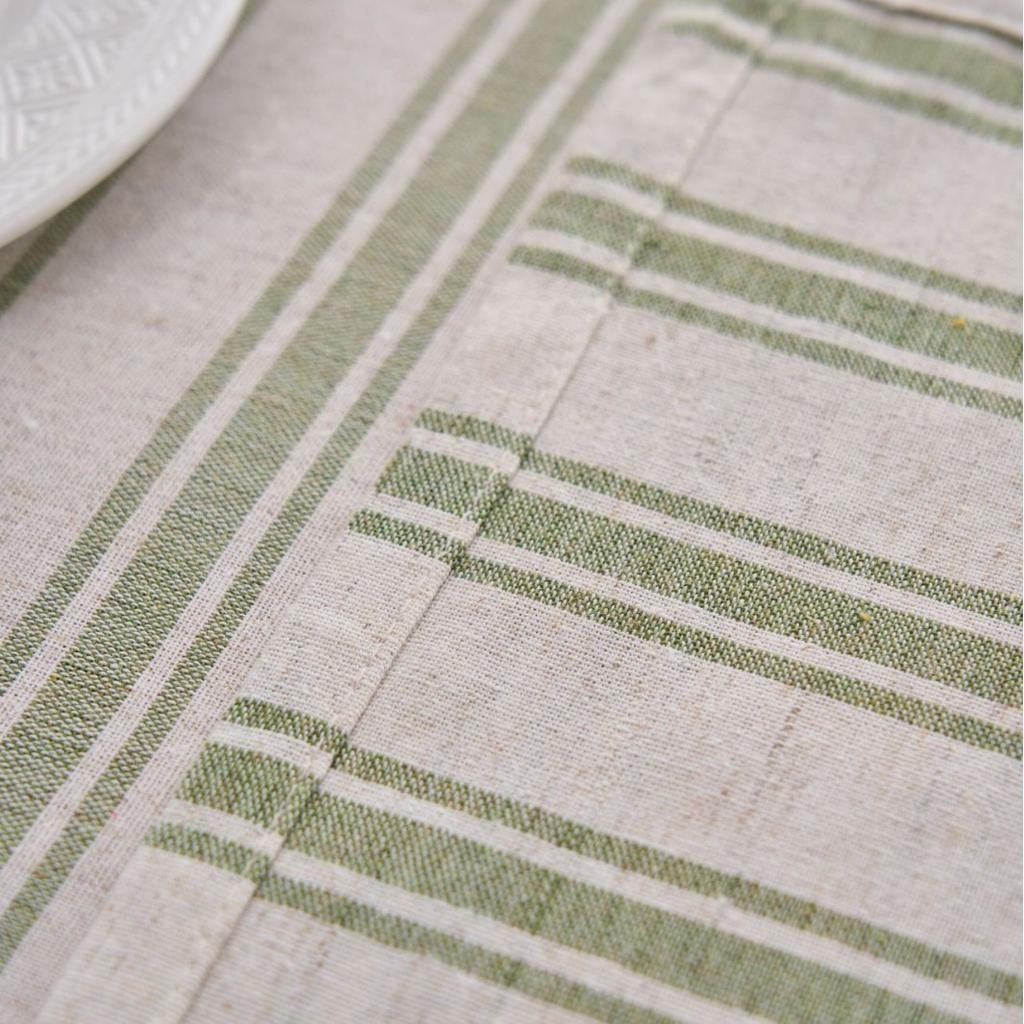 Japanese Tablecloth Cotton And Linen Dyed Striped Green Dyed Horizontal Strip Tablecloth Coffee Table Cloth