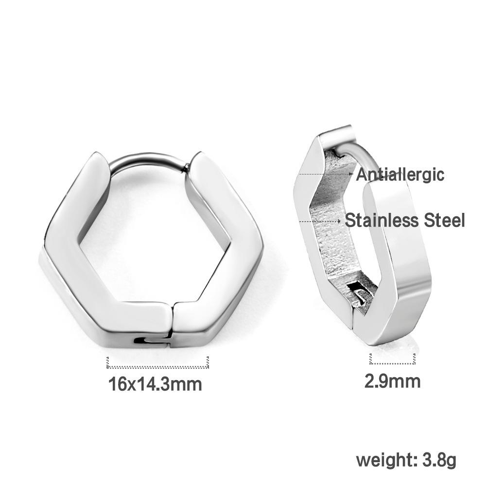 Plain Ring Ear Buckle Heart Geometric Metal Star Earrings Oval Earrings Stainless Steel Earrings