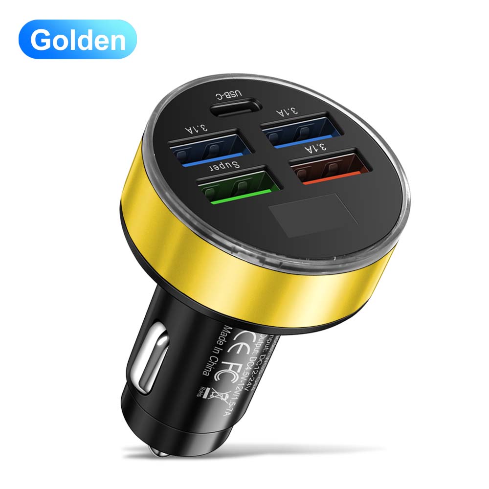 

Всего 150 Вт 5 портов USB автомобильное зарядное устройство для iPhone Xiaomi мобильный телефон зарядное устройство адаптер в автомобиле G44 Gold