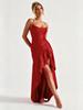 Elegant Satin Ruffle Hem Spaghetti Strap Dress - European & American Style