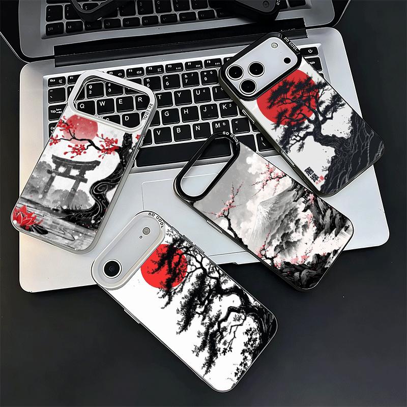 Japanese Minimalist Pine Tree Soft Phone Case for iPhone 15 16 17 Pro Max 17Air 16E 14 Plus 13 12 Mini Shockproof Cover Back She