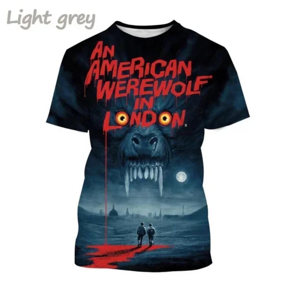 Y2K Top American Werewolf 3D Gedrucktes T-Shirt Lustige Freizeit Herrenbekleidung Mode Herren- und Damen Rundhals Kurzarm T-Shirts