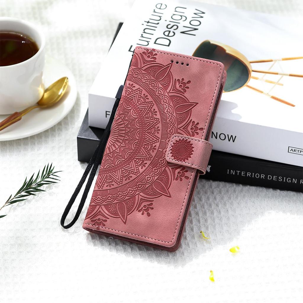 for Samsung Galaxy S26+,S25+,S25 Edge,S25 FE Mandala Embossed PU Leather Flip Wallet Phone Case