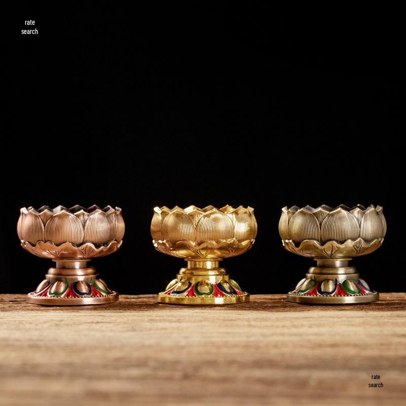 Lotus Metal Candle Holder for Buddha Altar or Home Offering