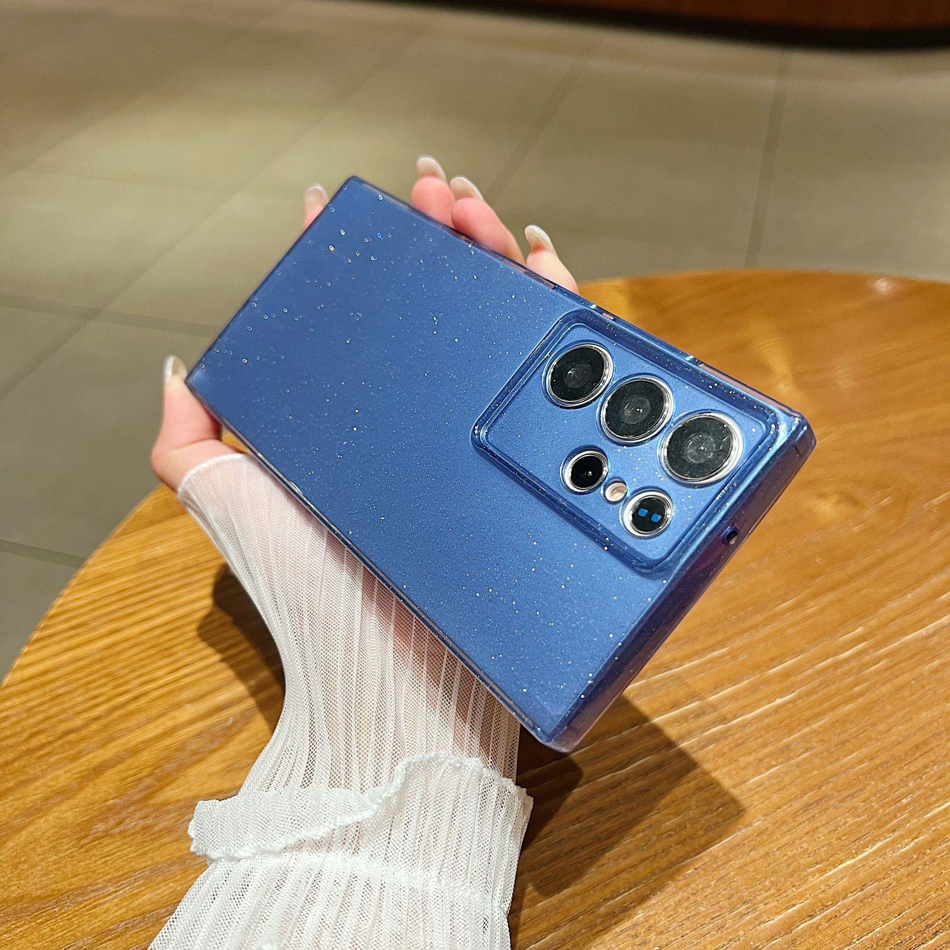 

Милый блестящий чехол для Samsung Galaxy S24 Ultra S23 Plus Fe A55 A15 S24Ultra A 55 15 5G, блестящий блестящий женский чехол для телефона для девочек, аксессуары S23 plus светло-синий