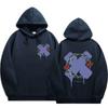 Unisex Hooded Sweatshirt With Rose Fork Print Loose Fit Winter Casual Sportswear