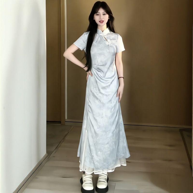 Plus-Size Women s Clothing for Fat Girls, New Chinese-Style National Style Design, Gentle Style Dress, 2026 Summer Fashion Slimming Dress Image color M