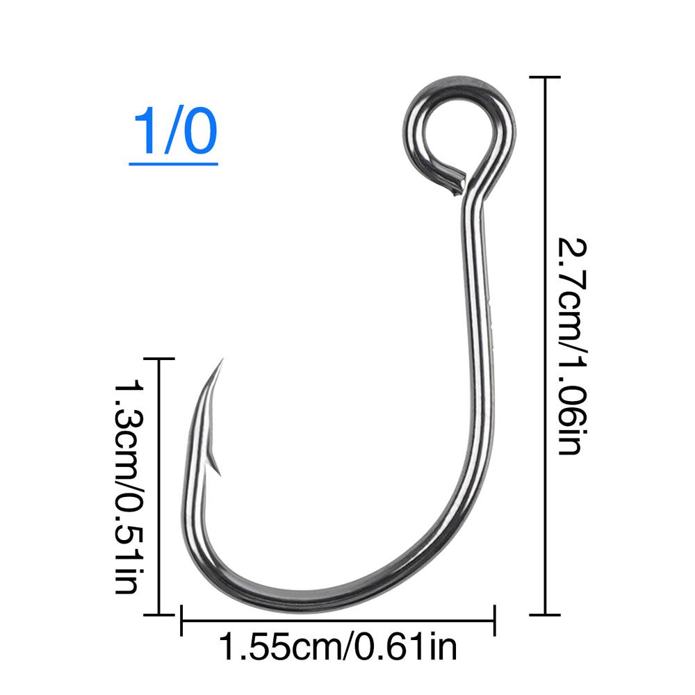 

50 шт. Одинарные крючки с прямым ушком, Запасные рыболовные крючки с бородкой для рыболовных блесен, спиннербейтов, приманок, Одинарные крючки с круглым загибом