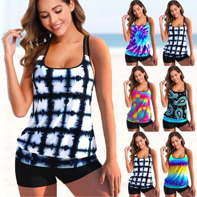 Neue Damenmode Sexy Plus Size Zweiteiler Persönlichkeit Print Camisole Badeanzug mit Rock Lady Badeanzug Bademode Bachwear