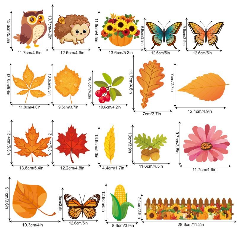 Autumn paper card leaf squirrel pumpkin Happy Fall background wall bulletin board decoration Thanksgiving wall stickers