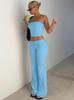 Women's Spring 2025 Solid Strapless Top and Flared Pants Slimming Fashion Set