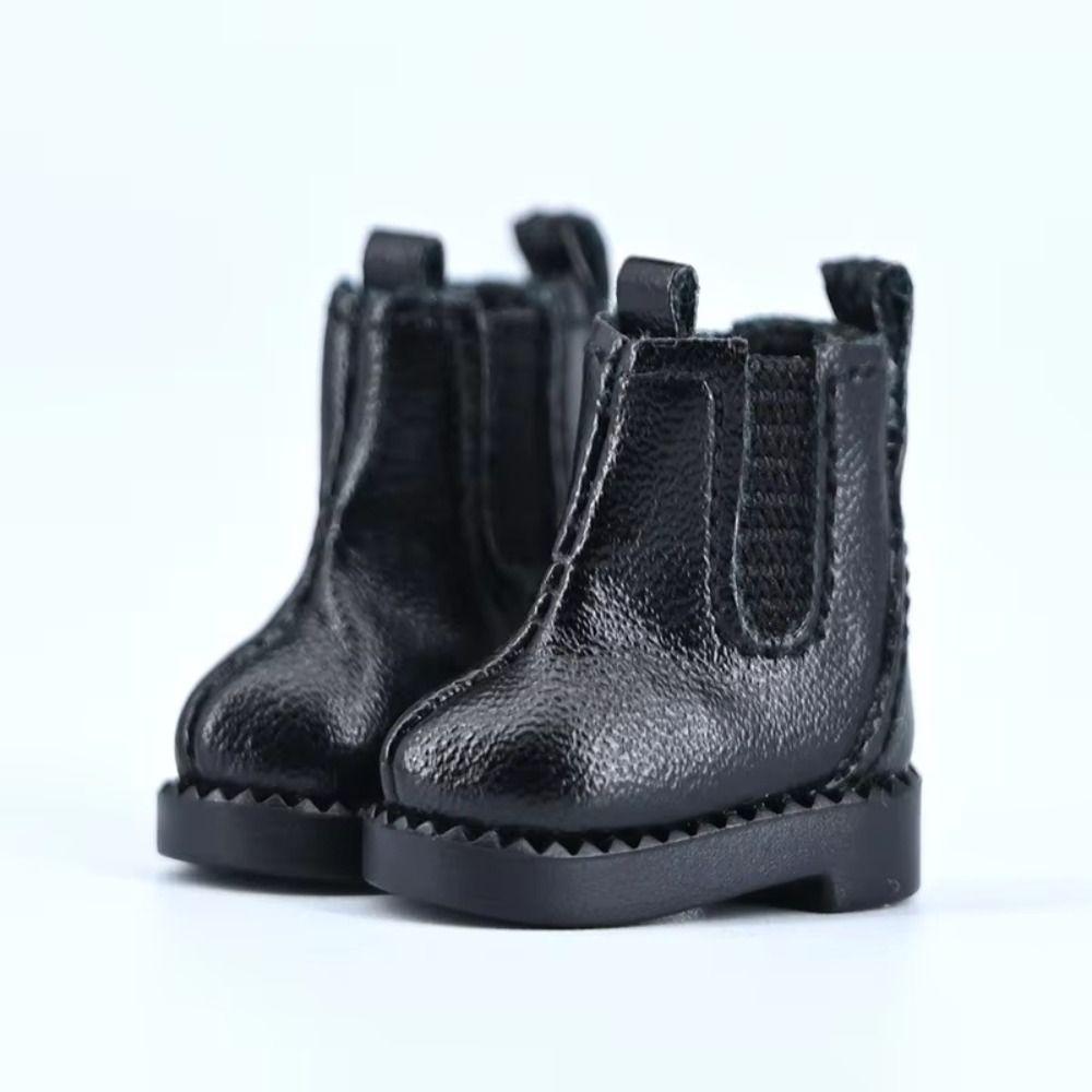 1pair Pretend Play Ob11 Doll High Top Shoes Casual Shoes Black Brown Doll Leather Shoes Boots Cute Outfit Handmade