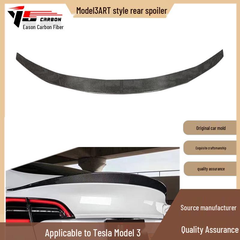 2018-IN Tesla Model 3 ART Style Carbon Fiber Rear Spoiler Winglets
