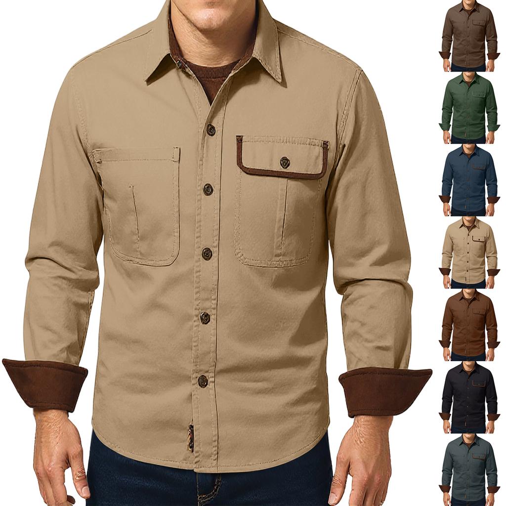 Men's Relaxed-Fit Casual Workwear Long-Sleeve Jacket Shirt
