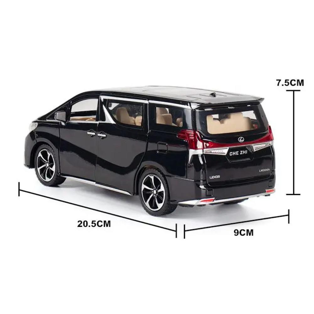 1/24 Lexus LM300H MPV Van Diecast Toy Car Model Miniature Pull Back Sound & Light Doors Openable Collection Gift for Boy Kid