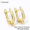 18K Gold Plated Brass Metal Earwires Basic Fasteners,Earring Fixtures,Inlaid Zircon Earring Hooks,Earring Making Supplies