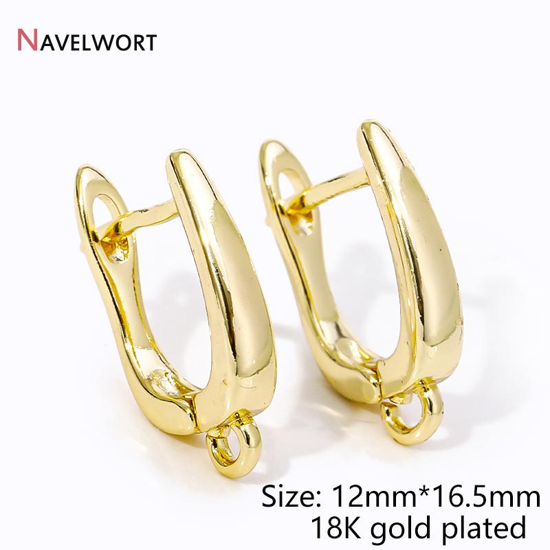 18K Gold Plated Brass Metal Earwires Basic Fasteners,Earring Fixtures,Inlaid Zircon Earring Hooks,Earring Making Supplies