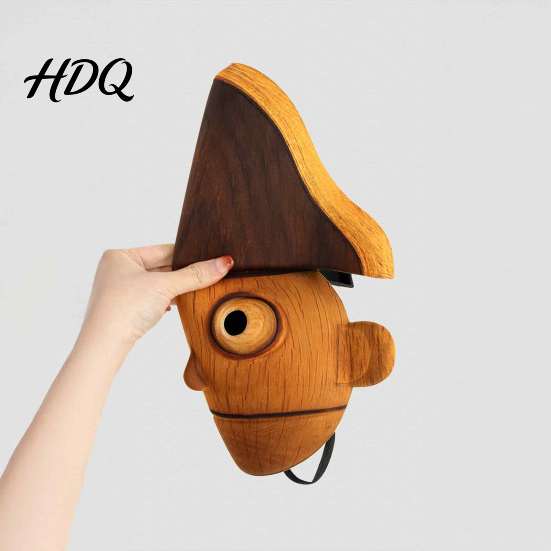 Bequeme Party-Kopfbedeckung Nussknacker Kopfmaske, Realistische Puppen-Vollgesichtsmaske aus flexiblem Holzmaser-Material für Festivals, Halloween-Kostüm, Cosplay