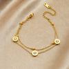 Gold Plated Layered Cubic Zirconia Bracelet Dainty Round Charm Chain Jewelry