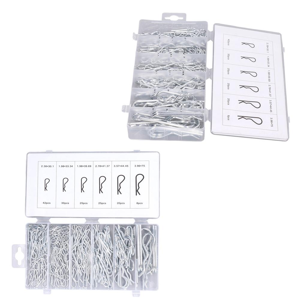 150 STÜCKE Federsplinte Sortiment Set Verzinktem Stahl R-förmigen Anhängerkupplung Stifte Verschluss