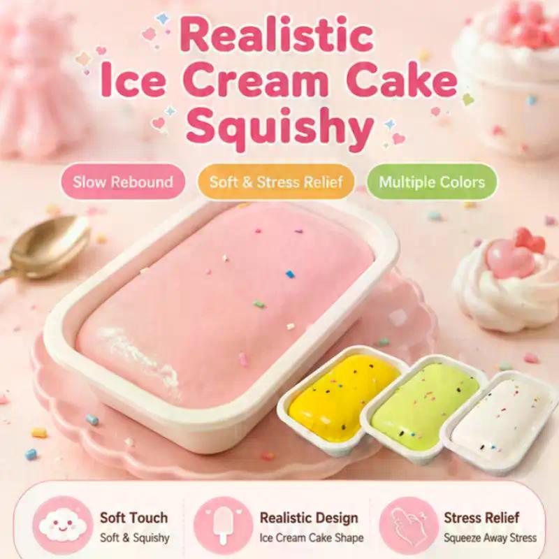 Sticky Box Cake Butter Ice Cream Squeeze Toy Slow Rising Non-Toxic Fidget Toy For Kids Adults Home Office Relaxation