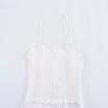 2024 Summer New Honeycomb Plaid Stretch Chest Linen Blended Split White Suspender Dress 3194729