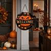 Halloween Wooden Pumpkin Welcome Sign for Front Door, Porch and Outdoor Wall Hanging Decor