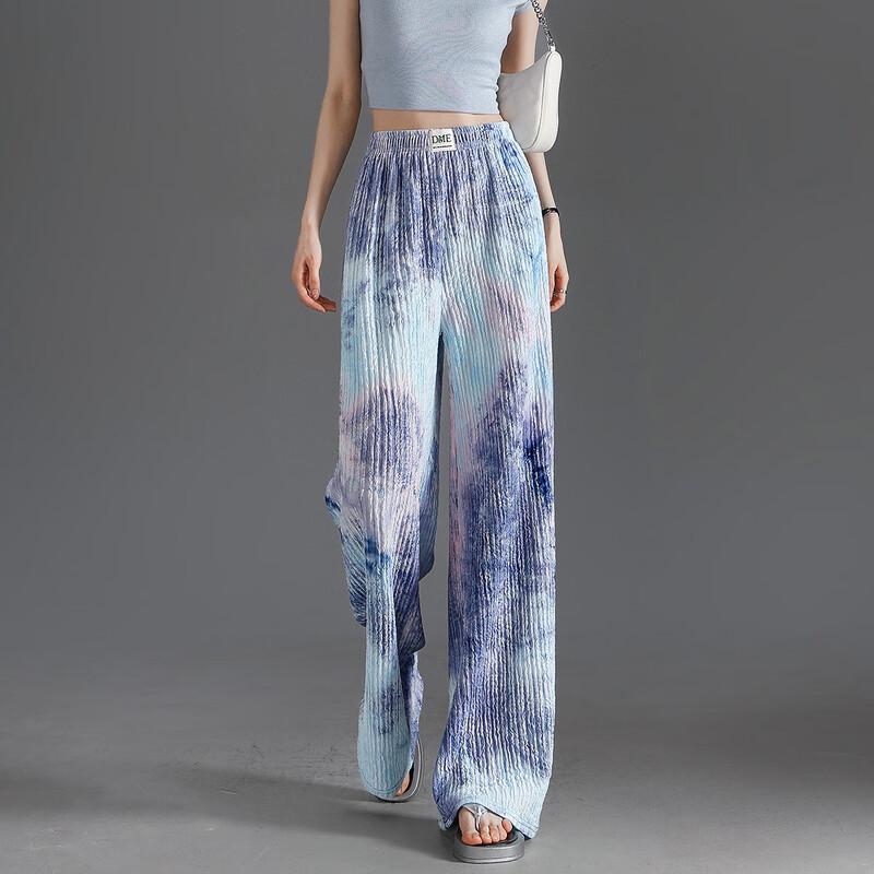 Demana Artistic Pleated Gradient Elastic Waist Straight-Leg Pants