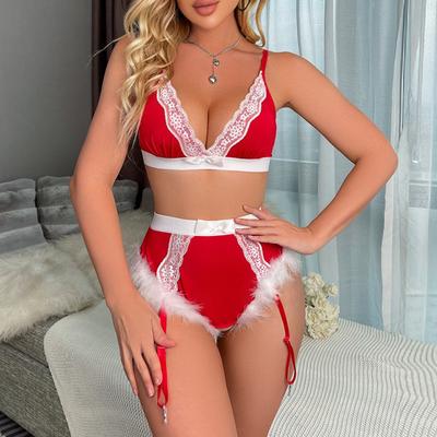 Sexy COS Christmas Split Three Point Hanging Socks And Fun Underwear Set