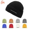 Casual And Unique By Fenrun Letter Print Knitted Hat Thick Striped Warm Cap