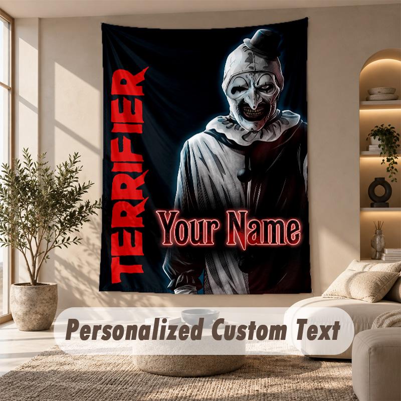 Tapestry Custom Name Text, Wall Hanging Tapestry Home Room DecorTerrifier Art the Clown