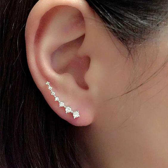 Women Fashion Rhinestone Big Dipper Ear Studs Clips Hook Earrings Jewelry Gift