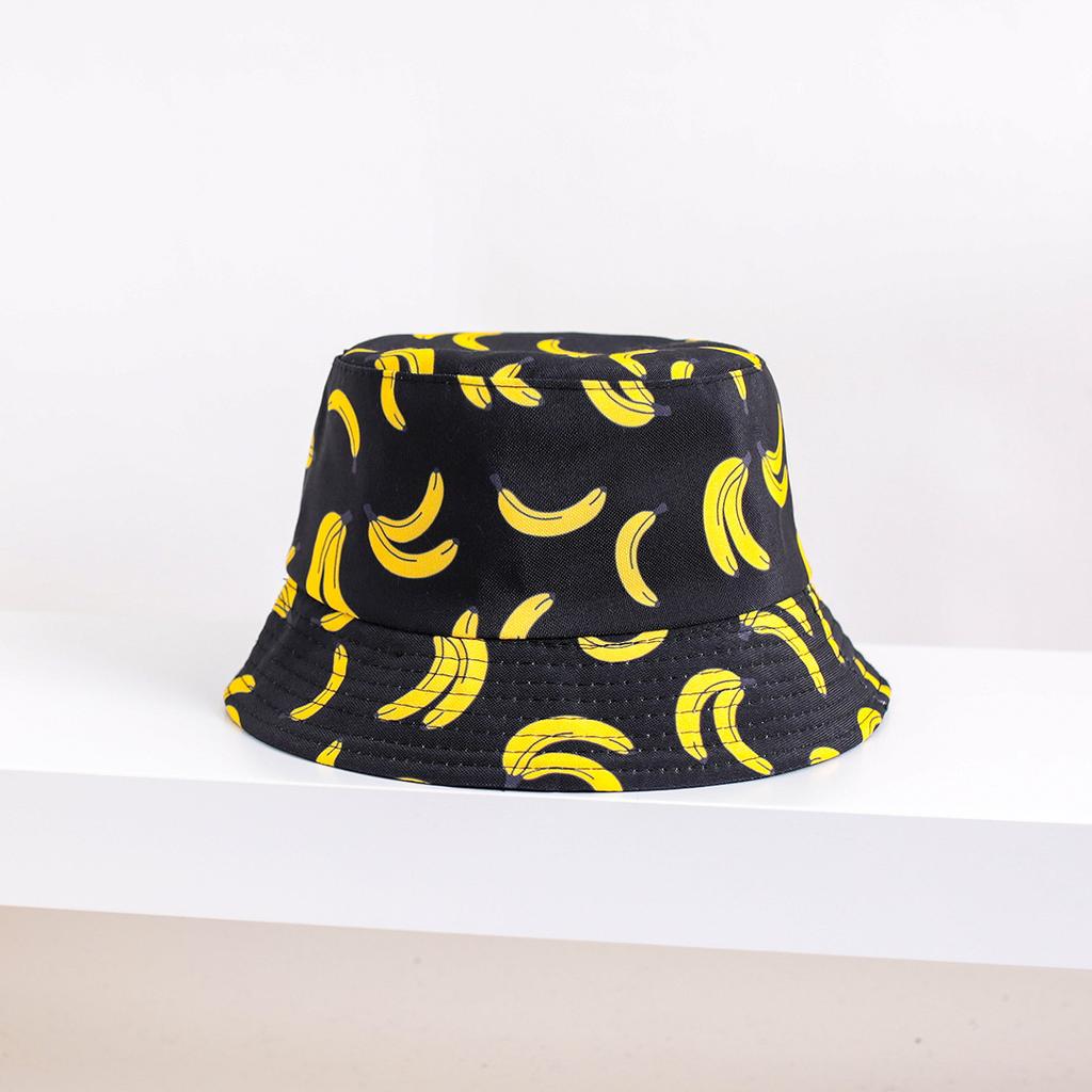 Banana Fisherman Hat Children Summer Sunshade Sunscreen Pot Hat Men Fruit Print Double-sided Wear Versatile