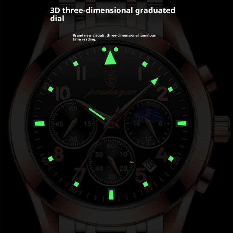 Top Brand New Multi-function Men's Watch Waterproof Luminous Fashion Quartz Wrist Watch