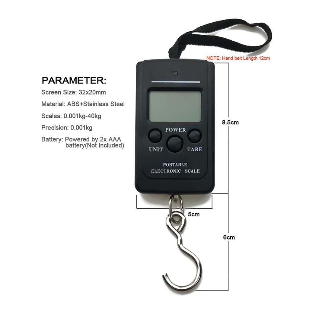 40kg 88lb Handheld Digital Scales With Backlight 0.001kg Accuracy Portable Fishing Scale Tools With Hook
