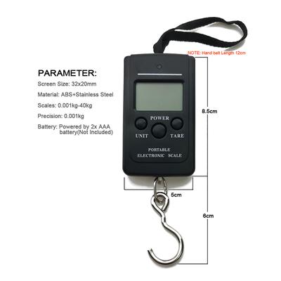40kg 88lb Handheld Digital Scales With Backlight 0.001kg Accuracy Portable Fishing Scale Tools With Hook