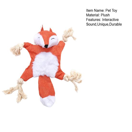 Yousheng Pet Toy Plush Fox Raccoon Squirrel Shape Dog Chew Toy Interactive Pet Squeak Toy Bite-Resistant Teeth Cleaning Playing Toy for Cats Dogs