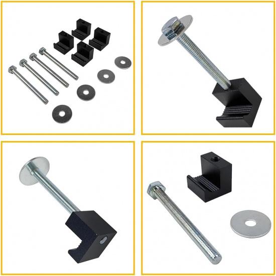 Truck Tool Box Mounting Kit Aluminum Alloy J Hooks Pickup Universal Fit Toolbox Tie Downs Crossover With Screws And Washers (4 Packs Black)