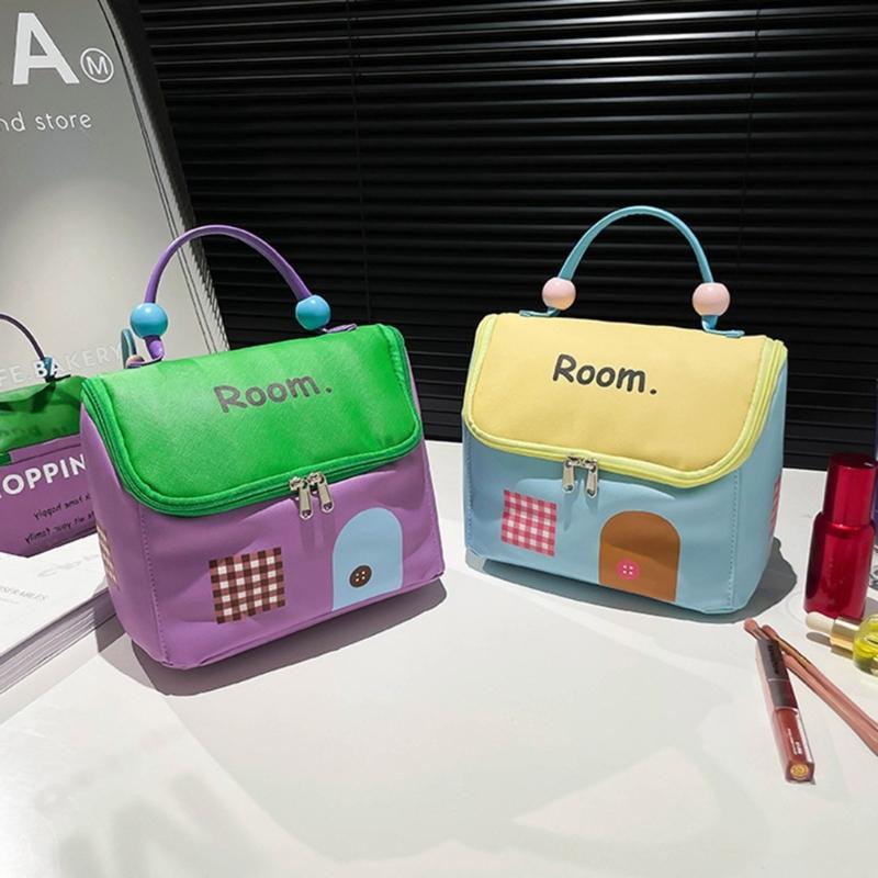Sturdy Polyester Makeup Bag for Women Multiple Compartment Cosmetic Organizers Waterproof Portable Carry Case Use