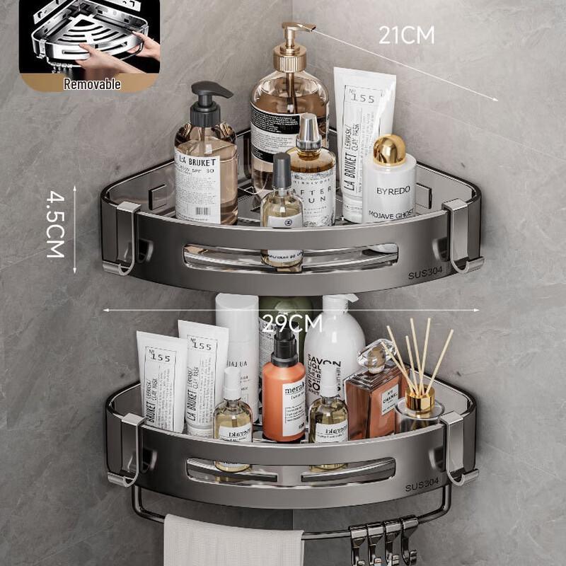 Double-Layer 304 Stainless Steel Bathroom Shelf