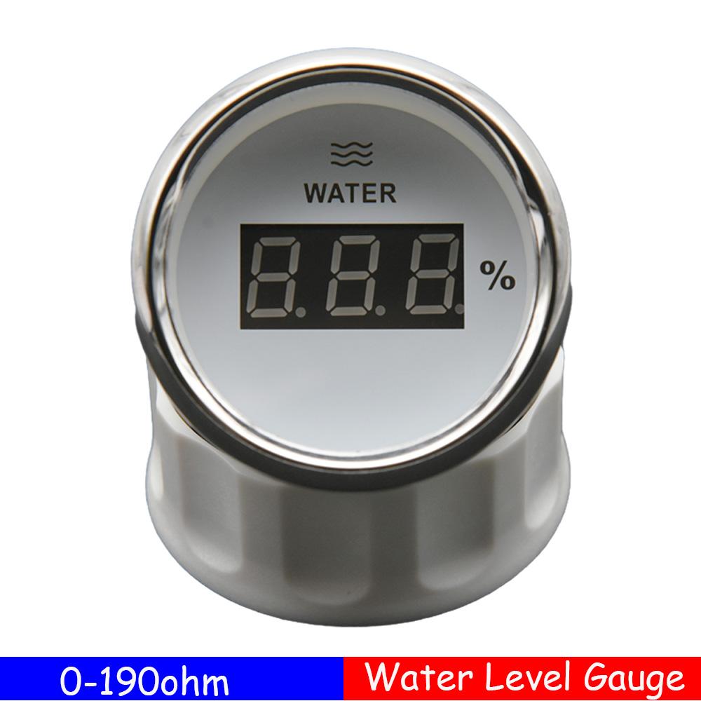 2 52mm Digital Water Level Gauge with Red LED Backlight 0-190ohm Water Tank Level Indicator for Boat RV Car 12V/24V ized 0-190ohm WS