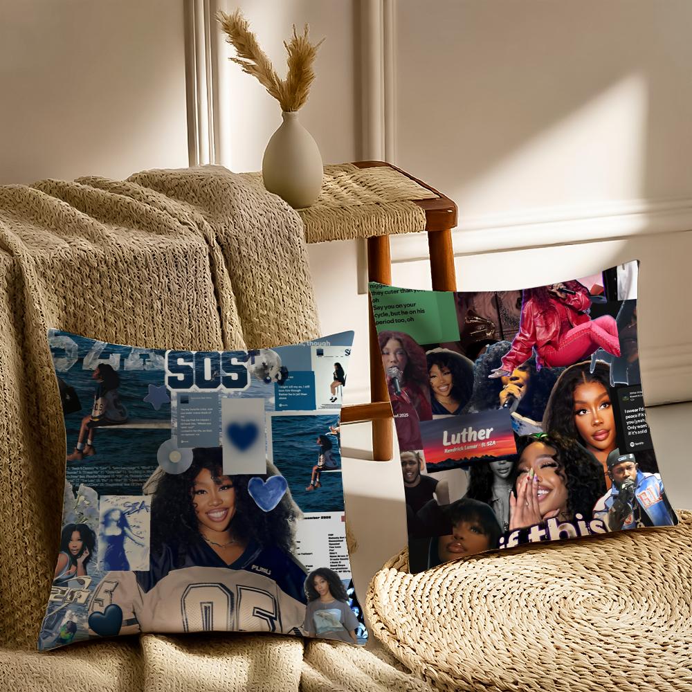 K-Kendrick L-Lamar E-Eilishwith S-Sza Cushion Cover Silky Short Plush With Invisible Zipper Dustproof Sofa Pillow For Decor