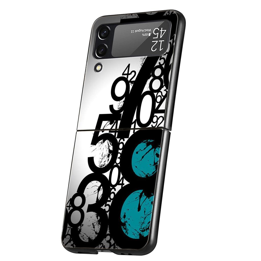 Number Pattern Hard PC Phone Case For Samsung Galaxy Z Flip 7 6 5 4 Black Cover For Galaxy Z Flip 3 Foldable Shell Fundas Capas